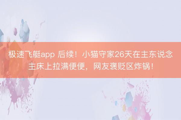 极速飞艇app 后续！小猫守家26天在主东说念主床上拉满便便，网友褒贬区炸锅！